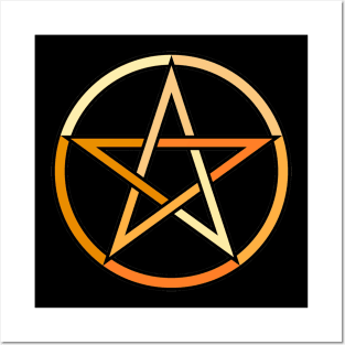 Orange Pentagram Pentacle Posters and Art